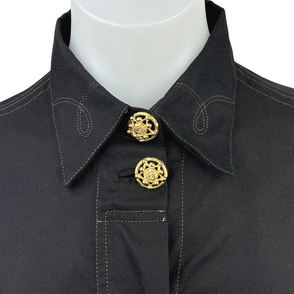 Versace Black Gold Long Sleeve Western Cowboy Button Down Shirt Top Size S - Image 3