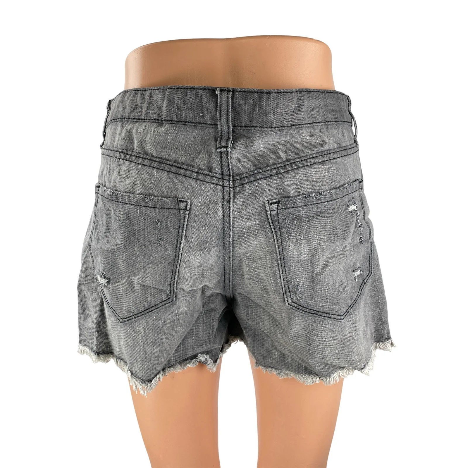 Vervet Womens Black Washed Distressed High Rise Cutout Denim Jean Shorts Size 28 - Image 4