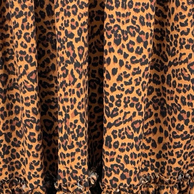 Vestique Brown Leopard Animal Print Sleeveless Tiered Swing A Line Mini Dress S - Image 2