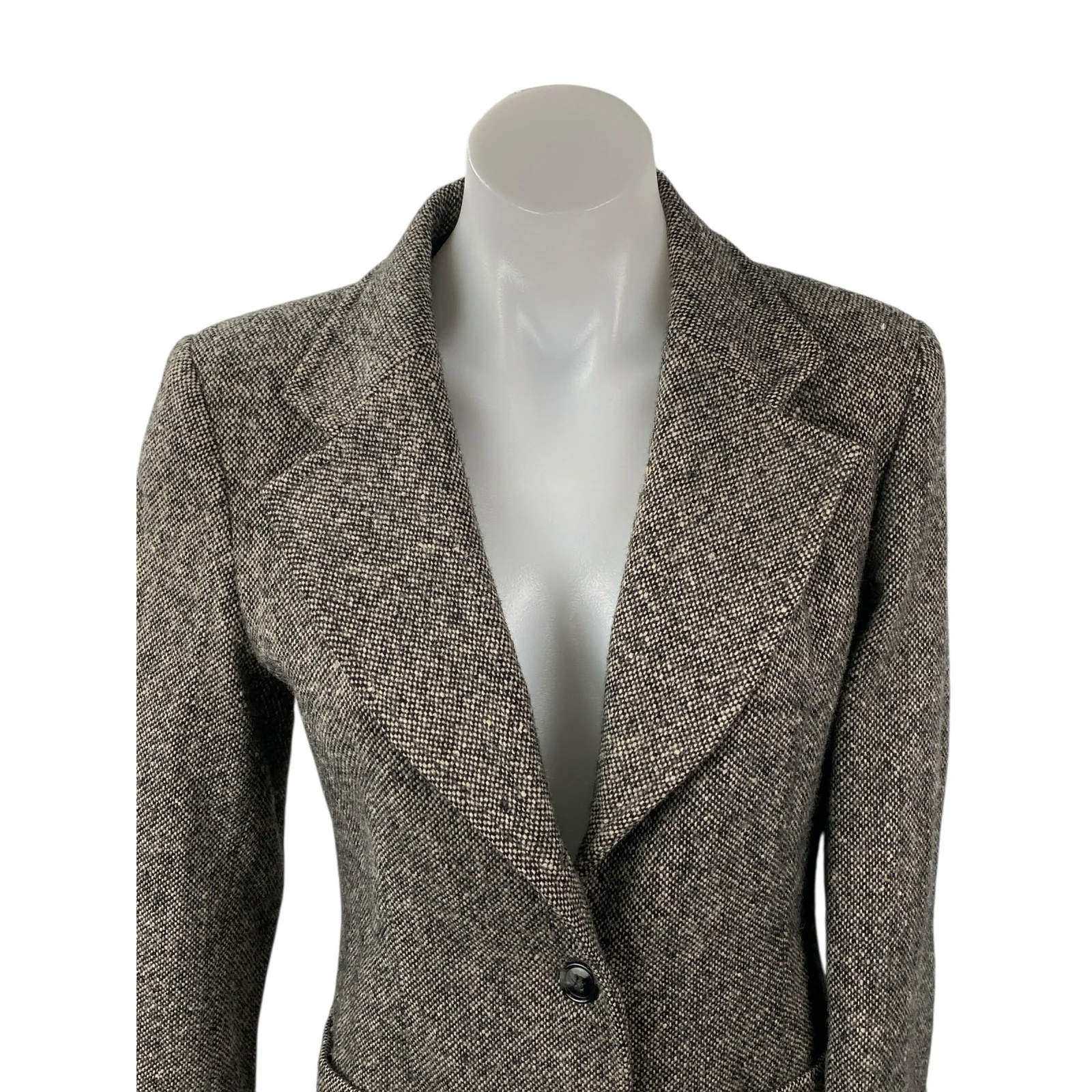 Veva Medem 100% Wool Gray Long Sleeve Notch Collar Blazer Over Coat Jacket Sz 38 - Image 2