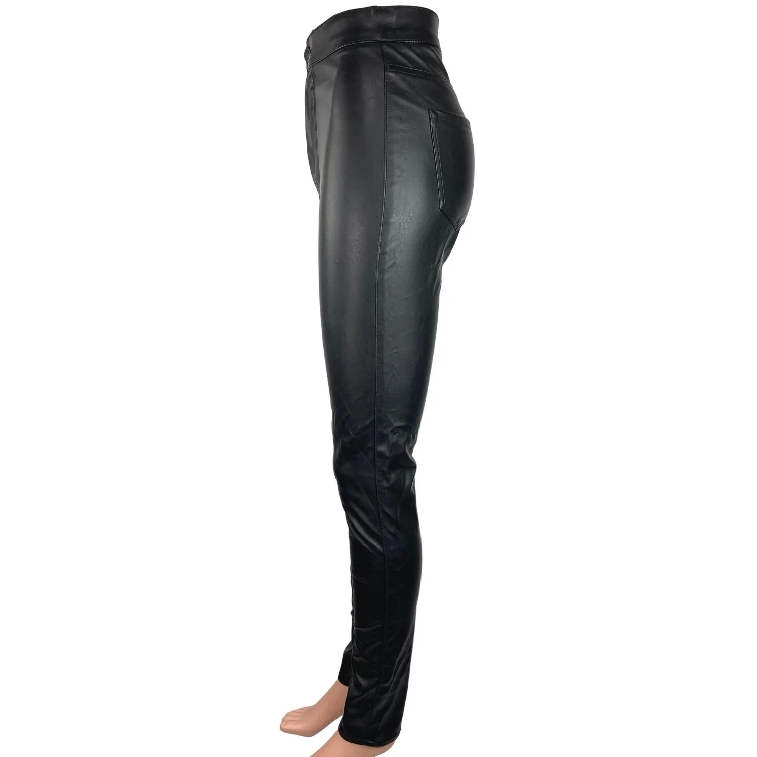 Vibrant M.I.U Black Vegan Leather PU High Rise Skinny Leg Stretch Ankle Pants 3 - Image 2