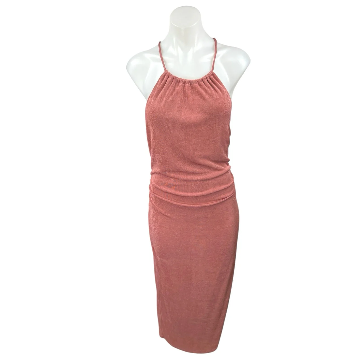 Vici Pink Sleeveless Ruched Cutout Cami Camisole Midi Bodycon Tank Dress Size M
