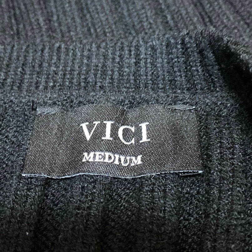 Vici Womens Black Ribbed Knit Long Sleeve Pointed Hem Cropped Sweater Top Size M - Image 3