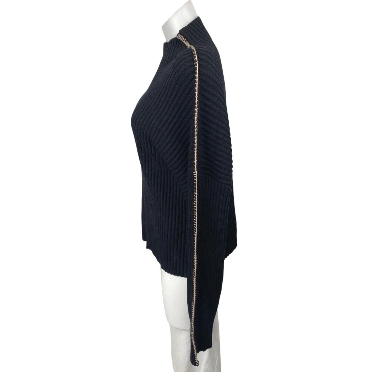 Vici Women's Black Ribbed Knit Long Sleeve Stitch Turtleneck Sweater Top Size M - Image 2