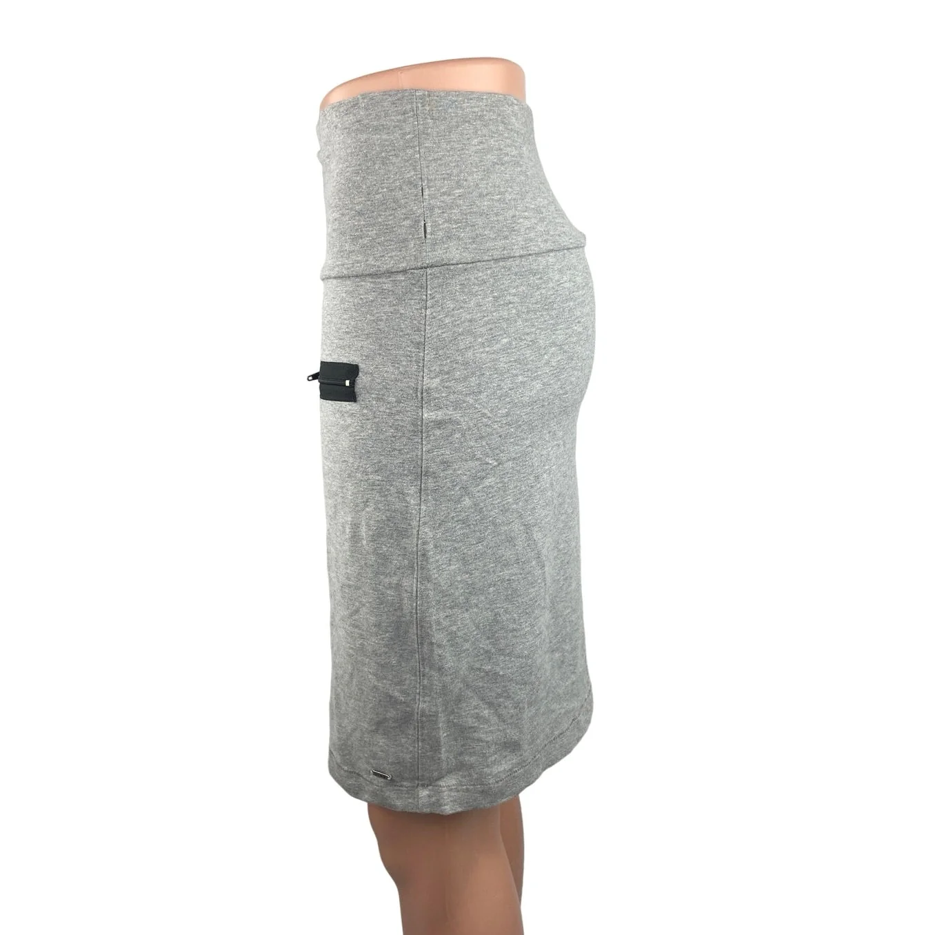 Victoria’s Secret PINK Gray Stretch Faux Zip Pocket Mini Straight Pencil Skirt M - Image 2