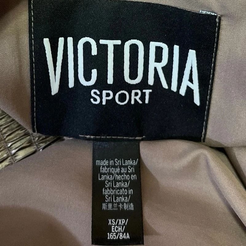 Victoria Sport Women's Gold Metallic Zip Up High Neck Crop Bomber Coat Jacket XS - Image 4