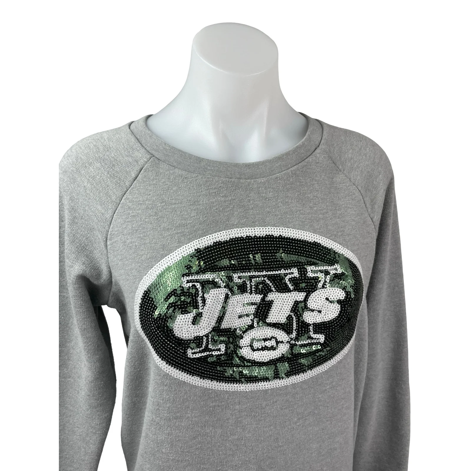 Victoria's Secret Pink x NFL New York Jets Sequin Long Sleeve Sweatshirt Top S - Image 3