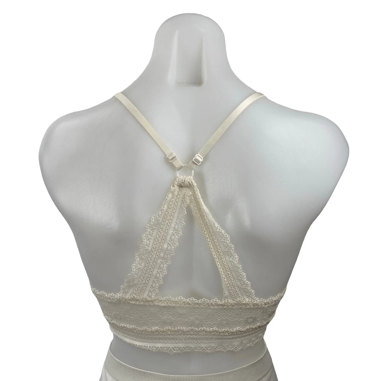 Victoria's Secret Women's Cream Floral Lace Racerback Wireless Bralette Bra S - Image 4