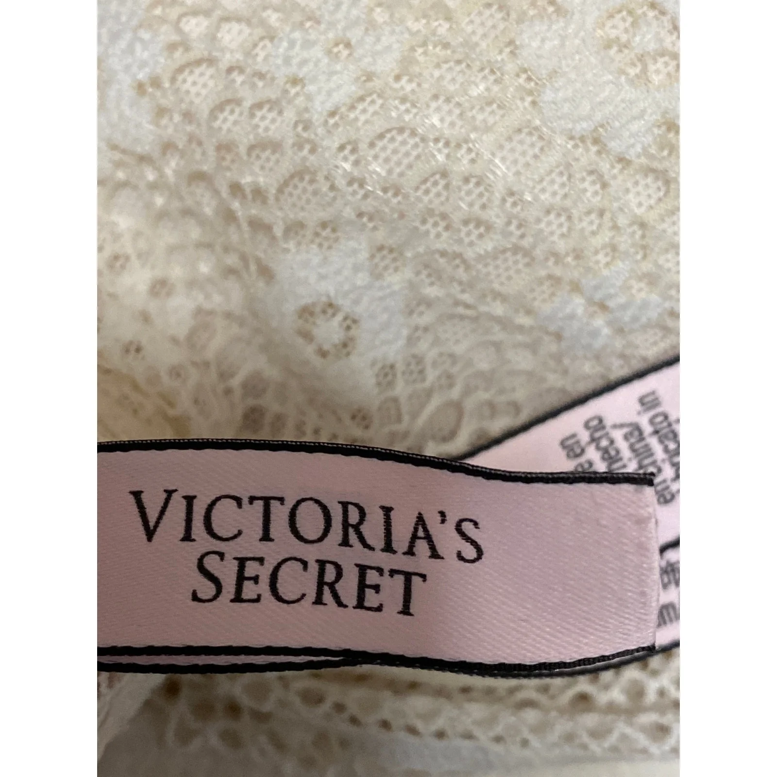 Victoria's Secret Women's Cream Floral Lace Racerback Wireless Bralette Bra S - Image 5