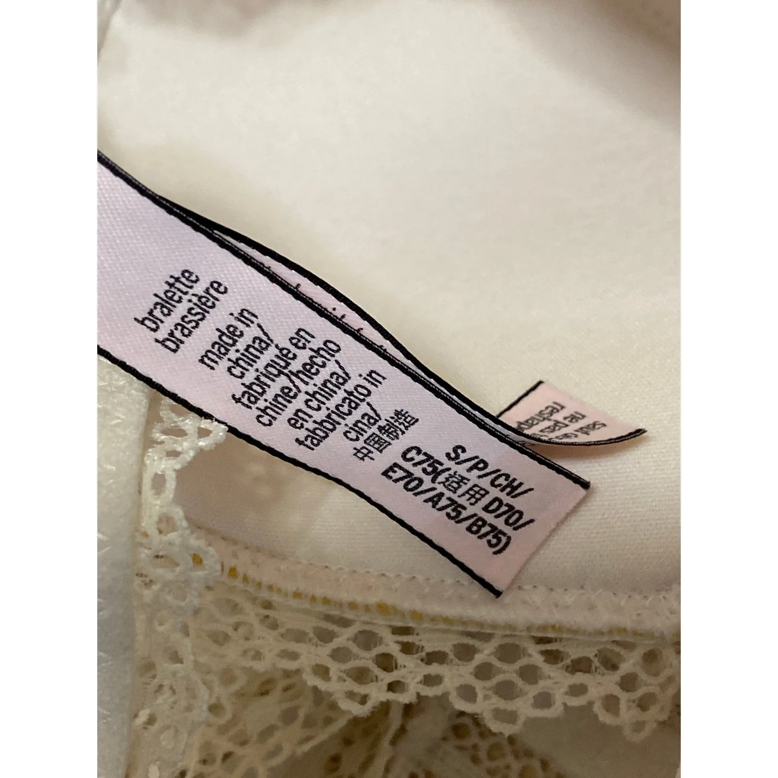 Victoria's Secret Women's Cream Floral Lace Racerback Wireless Bralette Bra S - Image 8