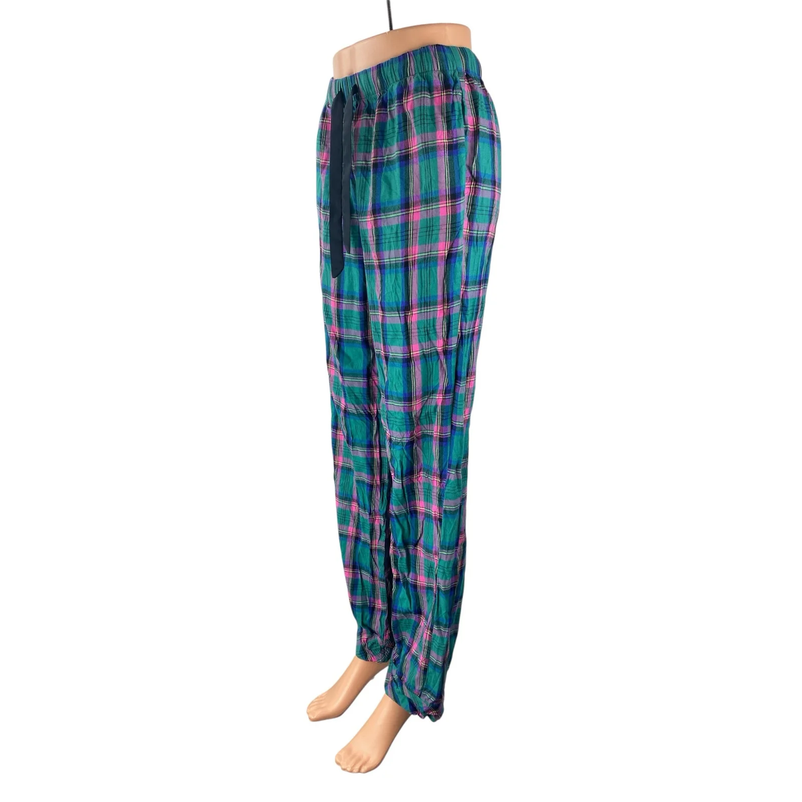 Victoria's Secret Women's Green Pink Plaid Flannel Sleepwear Pajama Pants Sz XS - Image 3