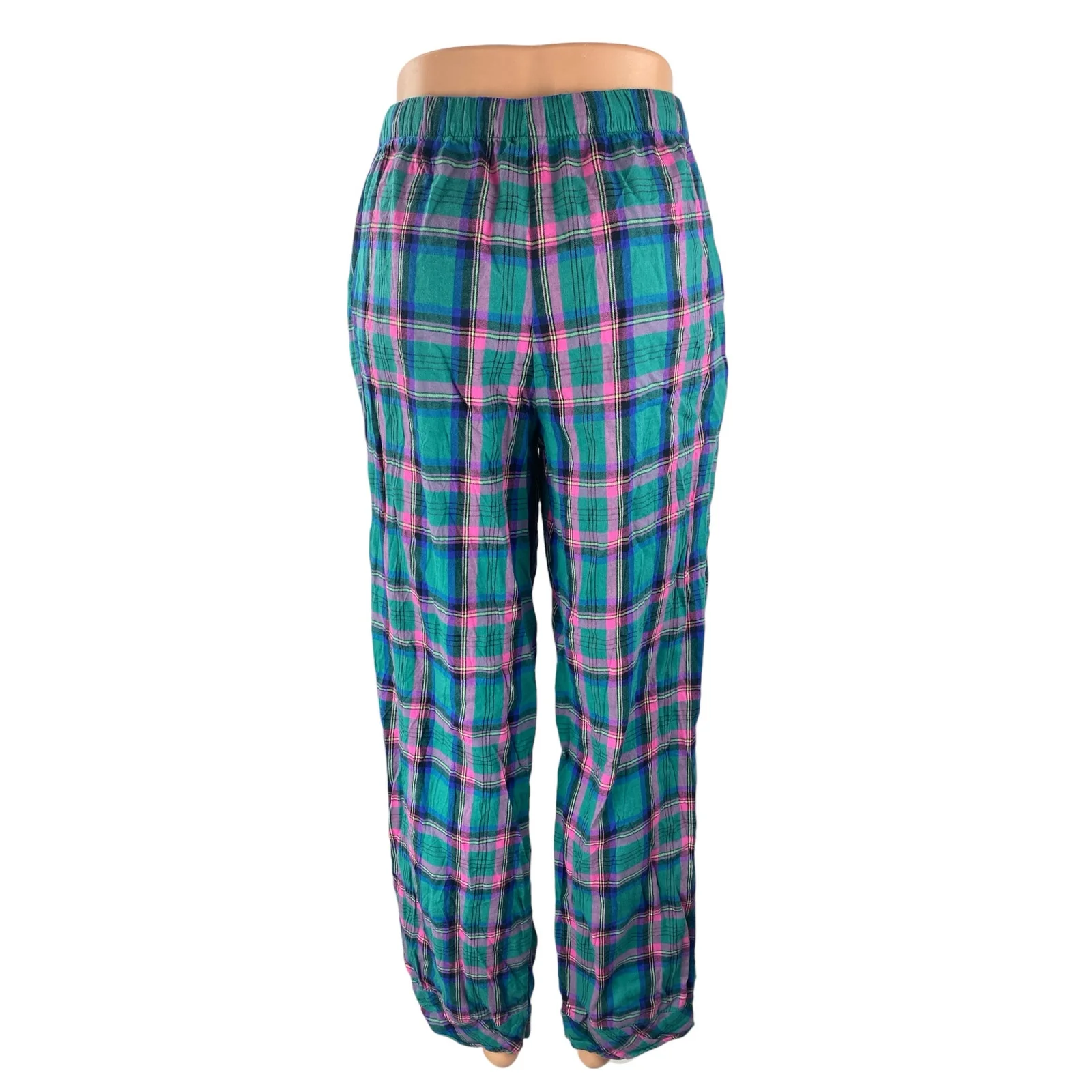 Victoria's Secret Women's Green Pink Plaid Flannel Sleepwear Pajama Pants Sz XS - Image 4
