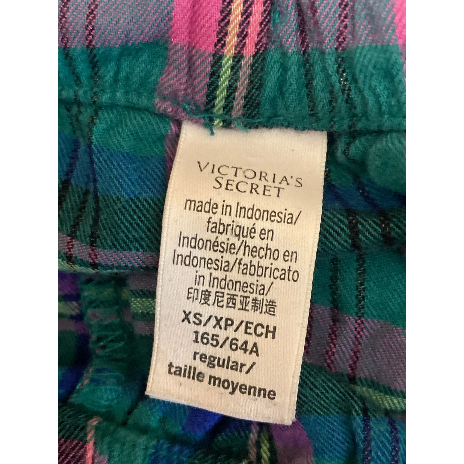 Victoria's Secret Women's Green Pink Plaid Flannel Sleepwear Pajama Pants Sz XS - Image 6
