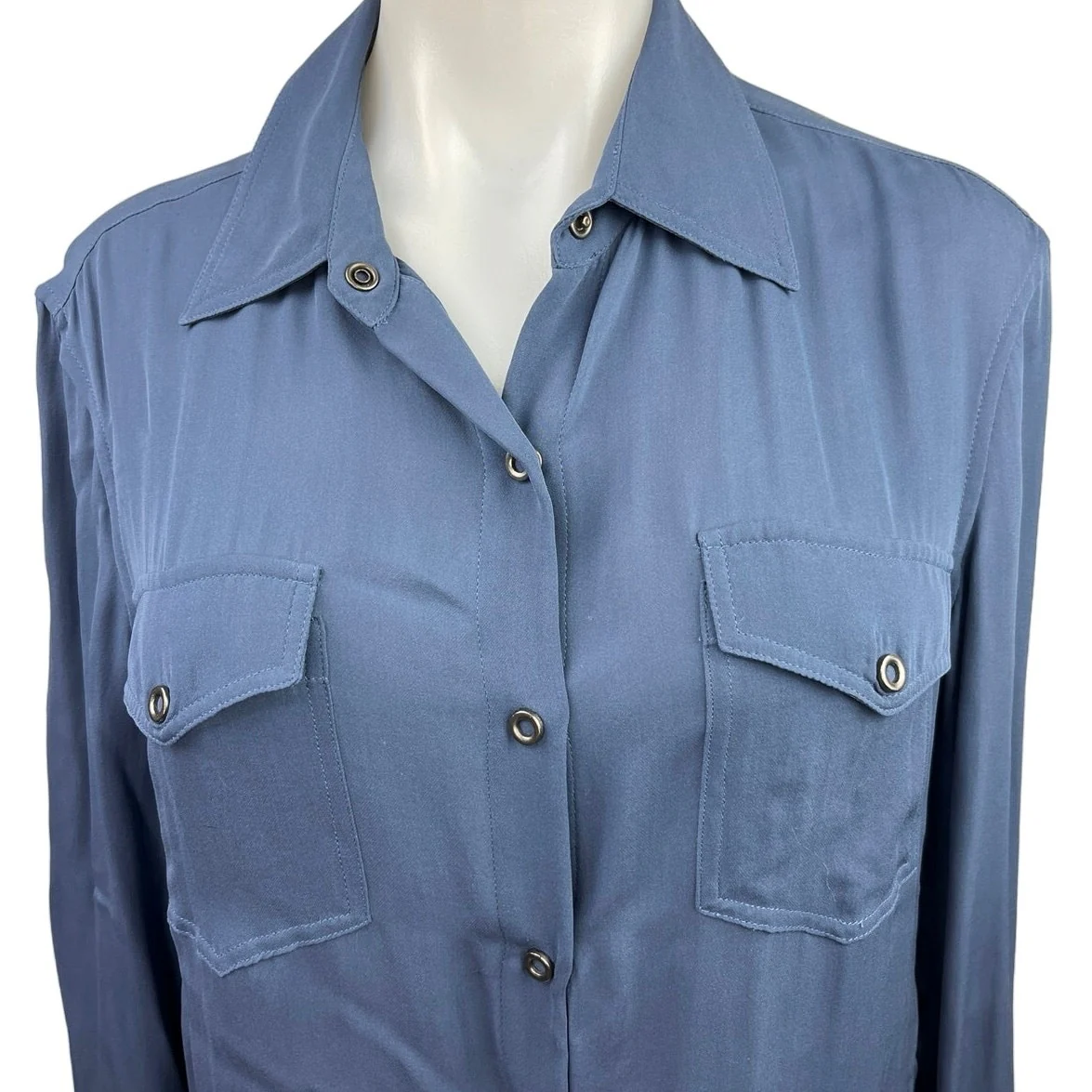 Vince Blue Pockets Soft Lightweight Long Sleeve Button Down Shirt Top Size S - Image 3