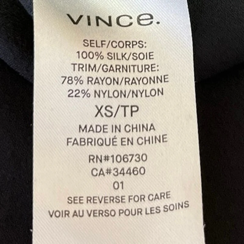 Vince Women's Black 100% Silk Cap Sleeve Pullover Casual Knit Top Size XS - Image 4