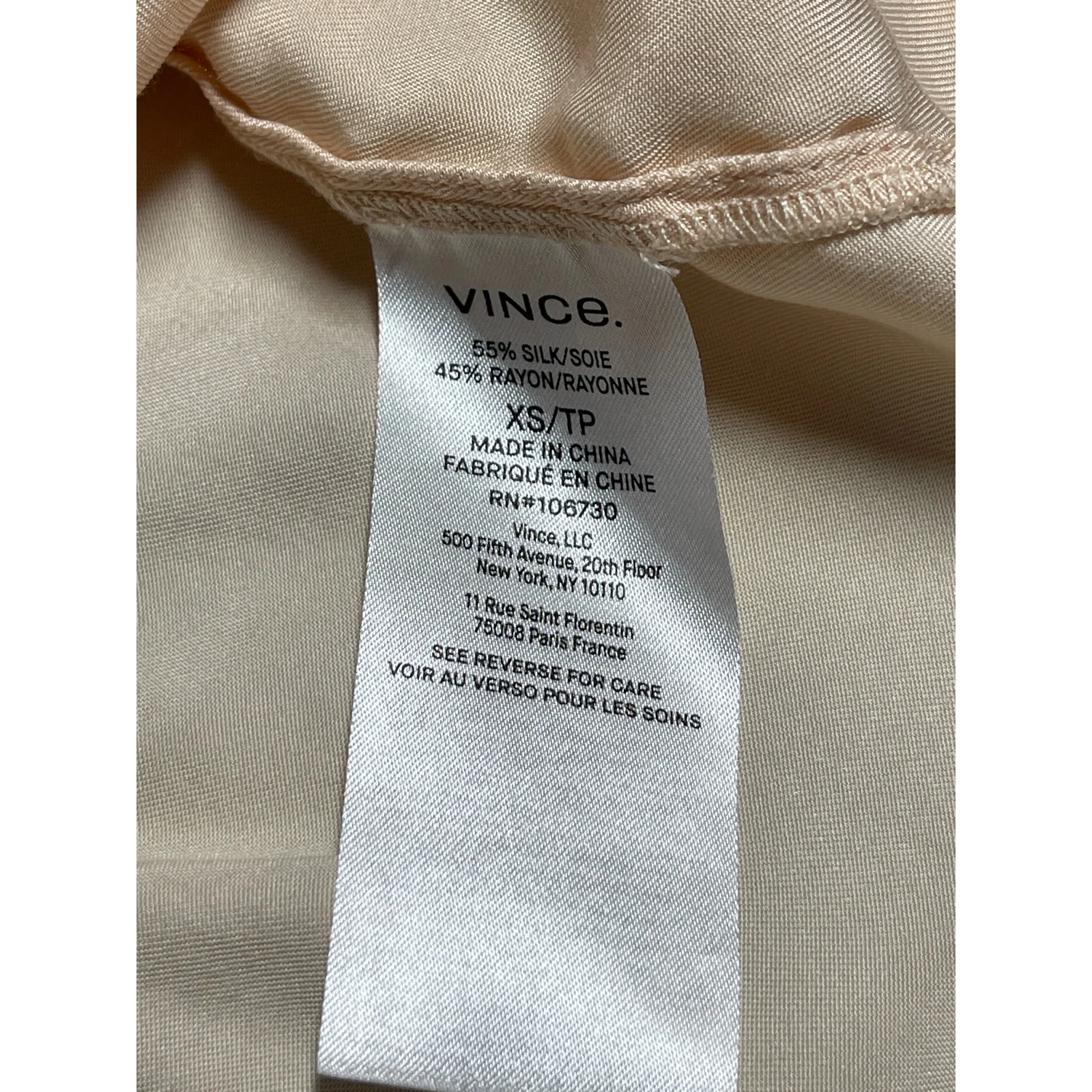 Vince Women's Orange Silk Collared Short Sleeve Button Down Shirt Blouse Top XS - Image 4