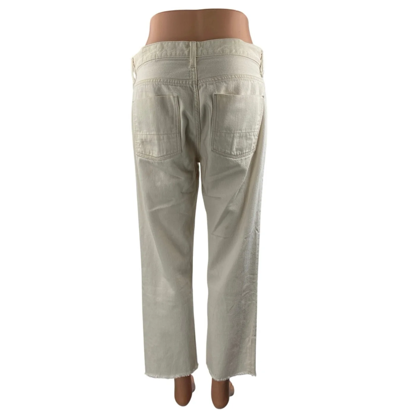 Vince Women's White High Waisted Frayed Raw Hem Straight Denim Jeans Pants Sz 26 - Image 3