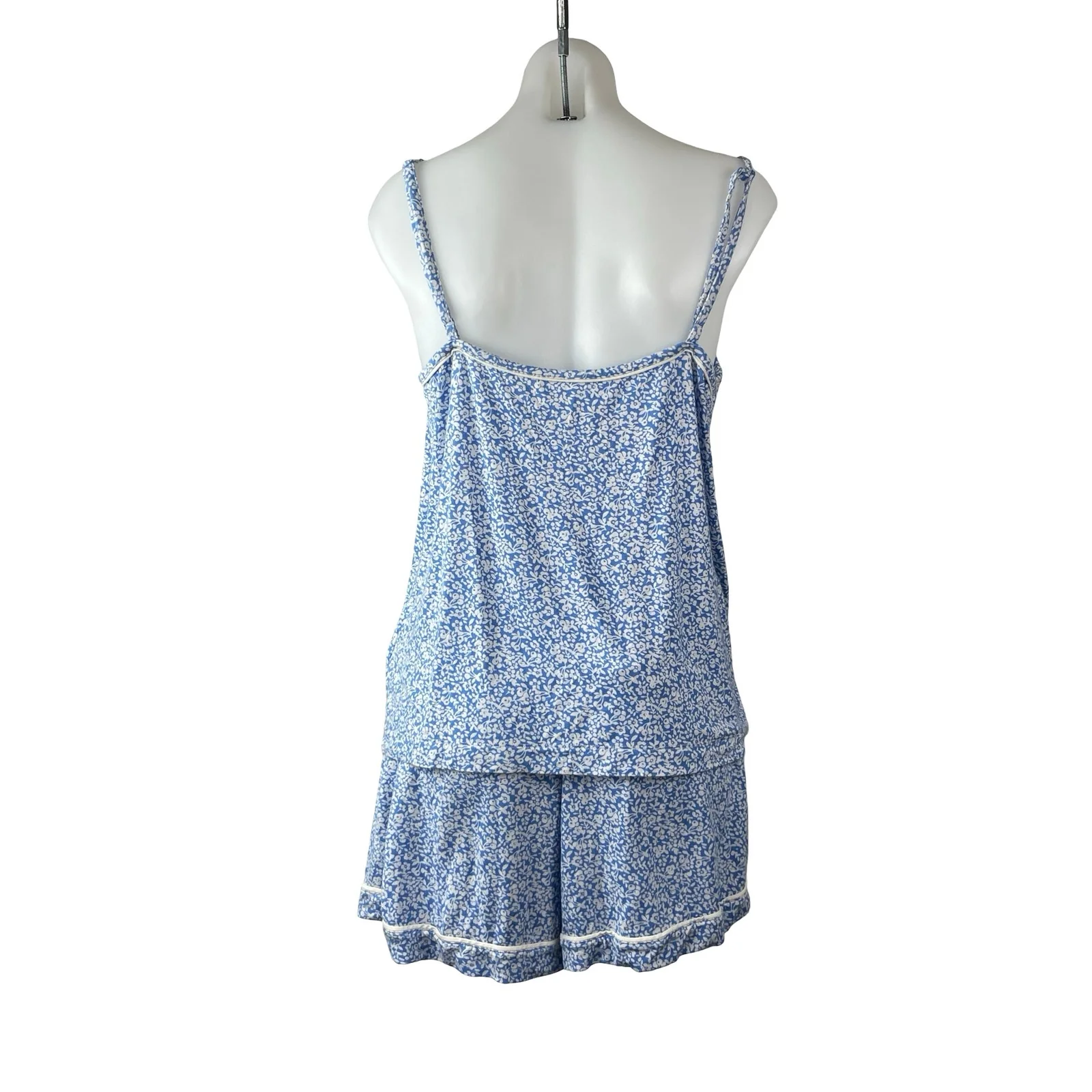 Vineyard Vines Blue Floral Camisole Tank Shorts Sleepwear Pajamas Set Size L - Image 4