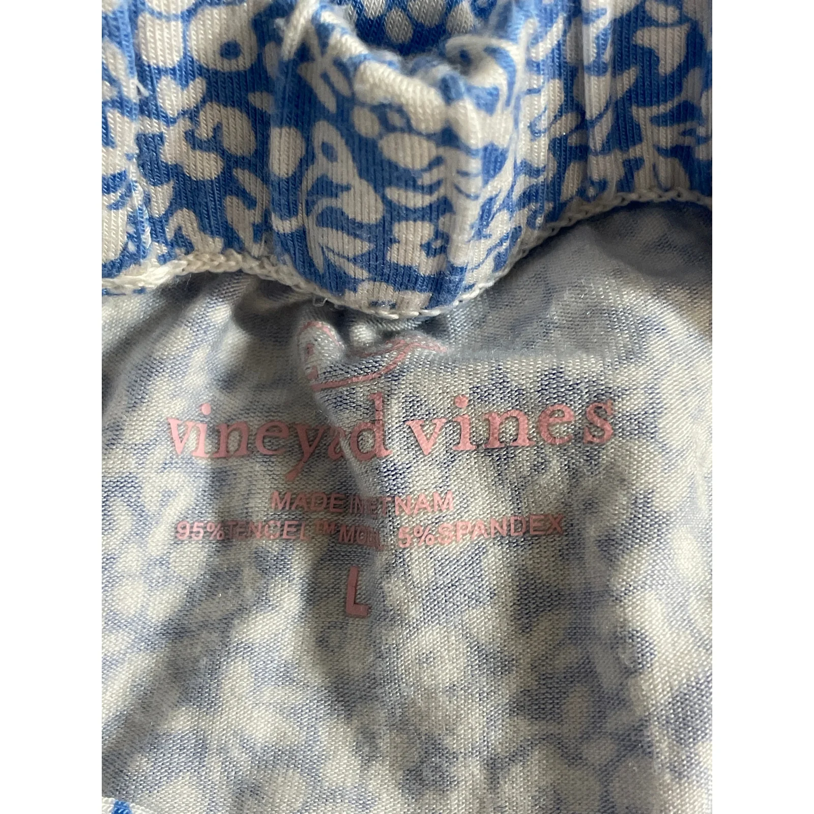 Vineyard Vines Blue Floral Camisole Tank Shorts Sleepwear Pajamas Set Size L - Image 5