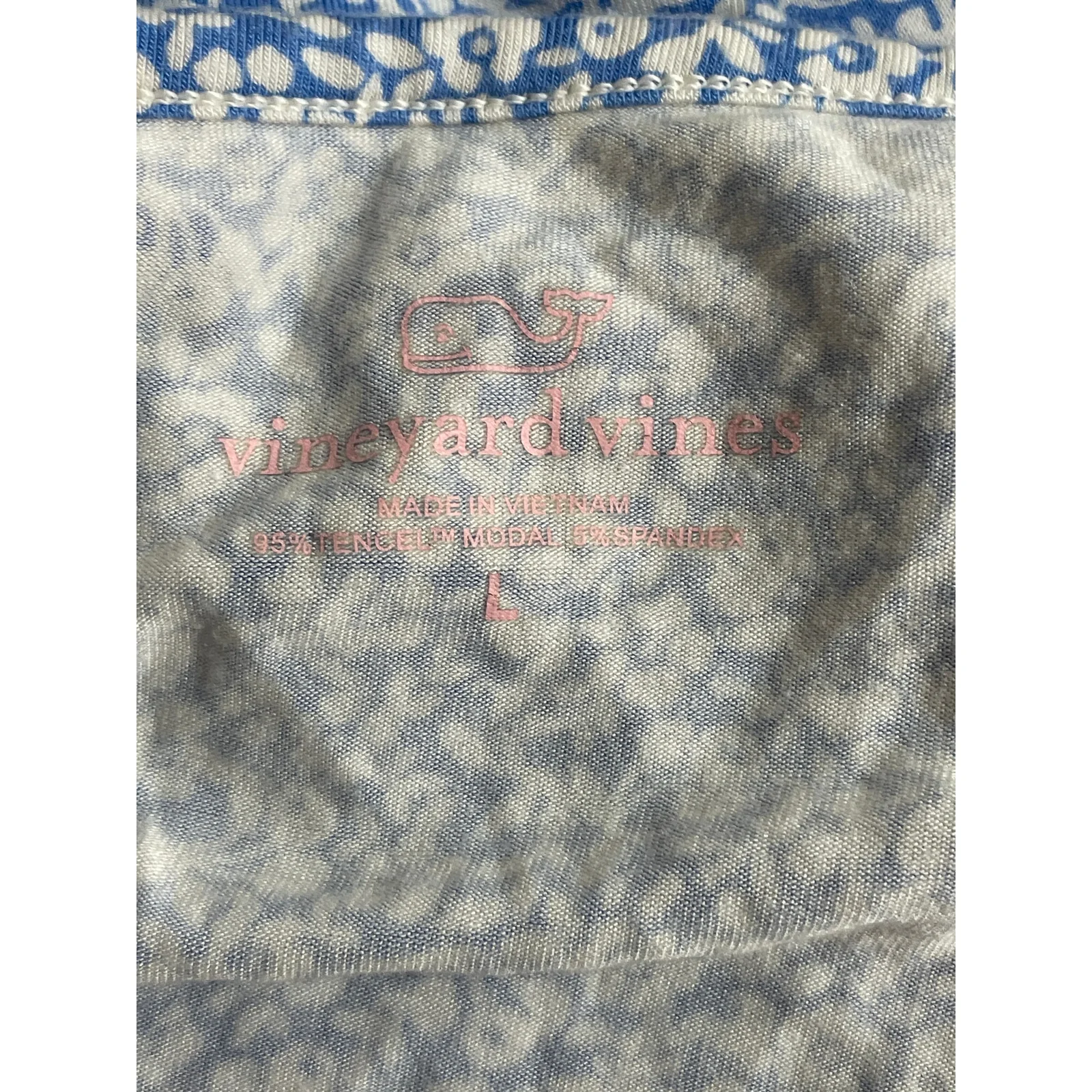 Vineyard Vines Blue Floral Camisole Tank Shorts Sleepwear Pajamas Set Size L - Image 7