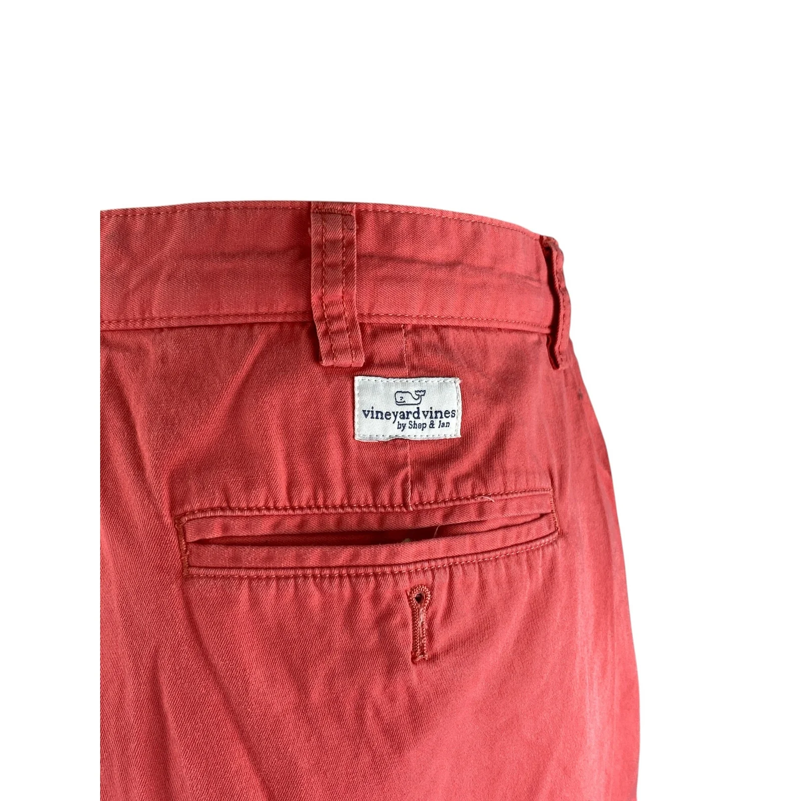 Vineyard Vines Breaker Mens Red Straight Golf Bermuda Chino Khaki Shorts Size 38 - Image 3