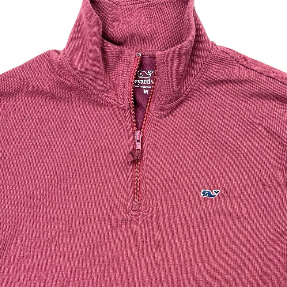 Vineyard Vines Men's Maroon 1/4 Zip Pullover Long Sleeve Polo Shirt Top Size M - Image 3