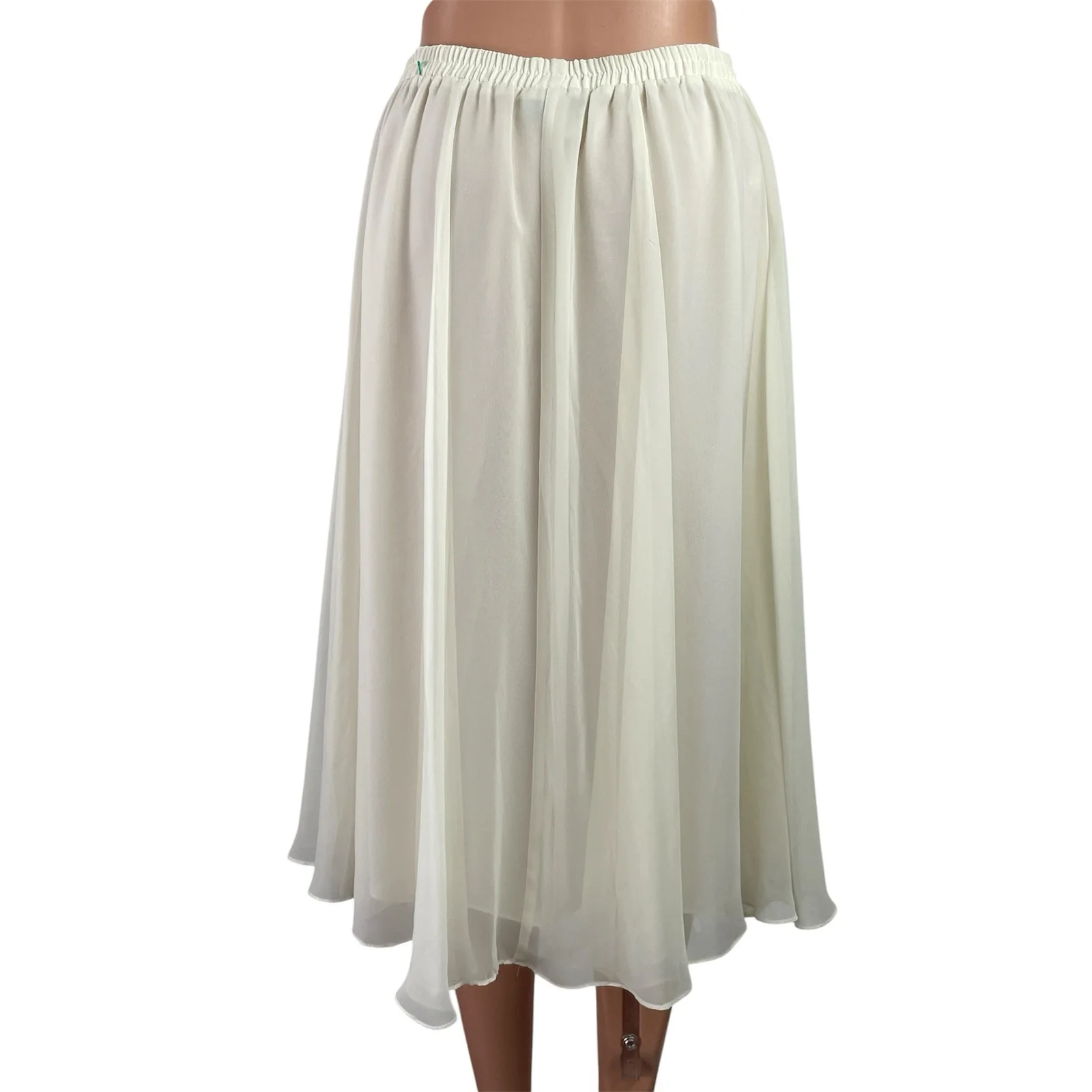 Vintage 90s Patra Women's White High Waisted Pleated A Line Midi Skirt Size 12 - Image 3