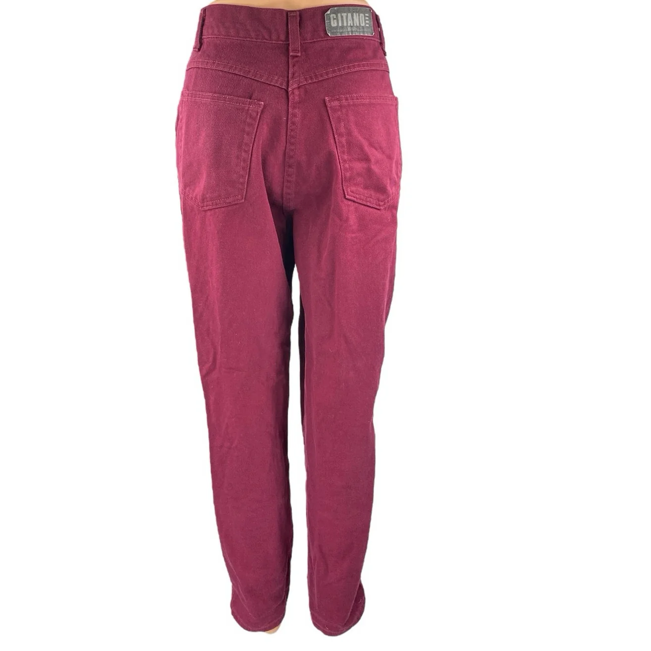 Vintage Gitano Women's Red Maroon High Waisted Tapered Leg Denim Jeans Size 12 - Image 3