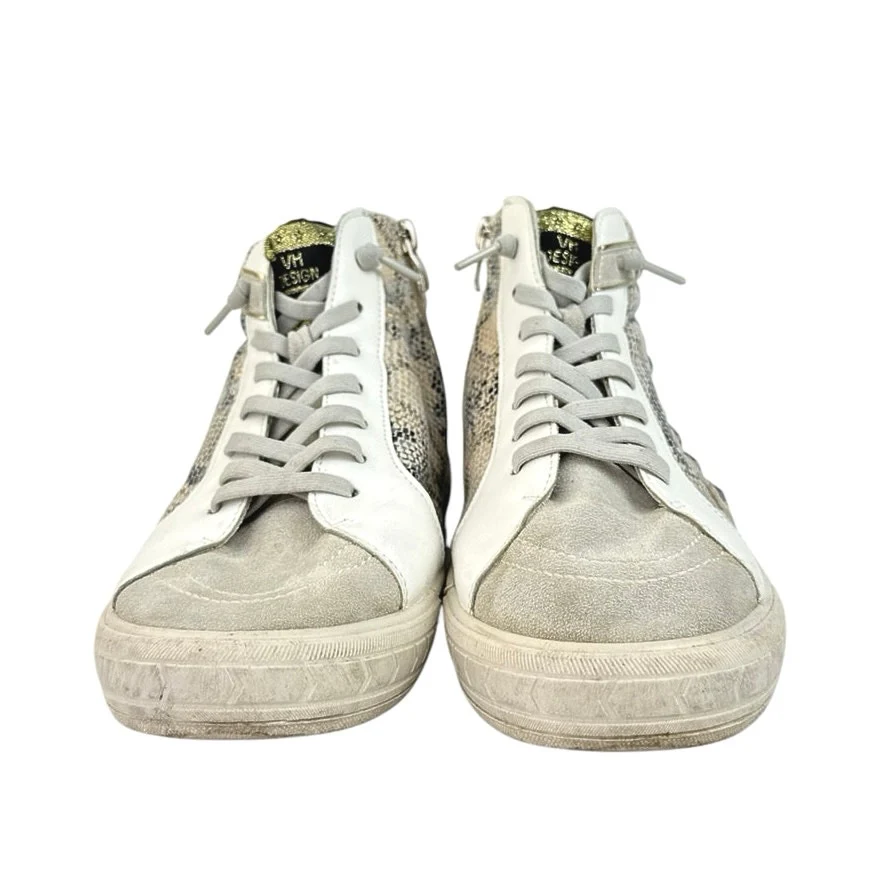 Vintage Havana Snakeskin Leather Lace Up Star Studded High Top Sneakers Shoes 8 - Image 2