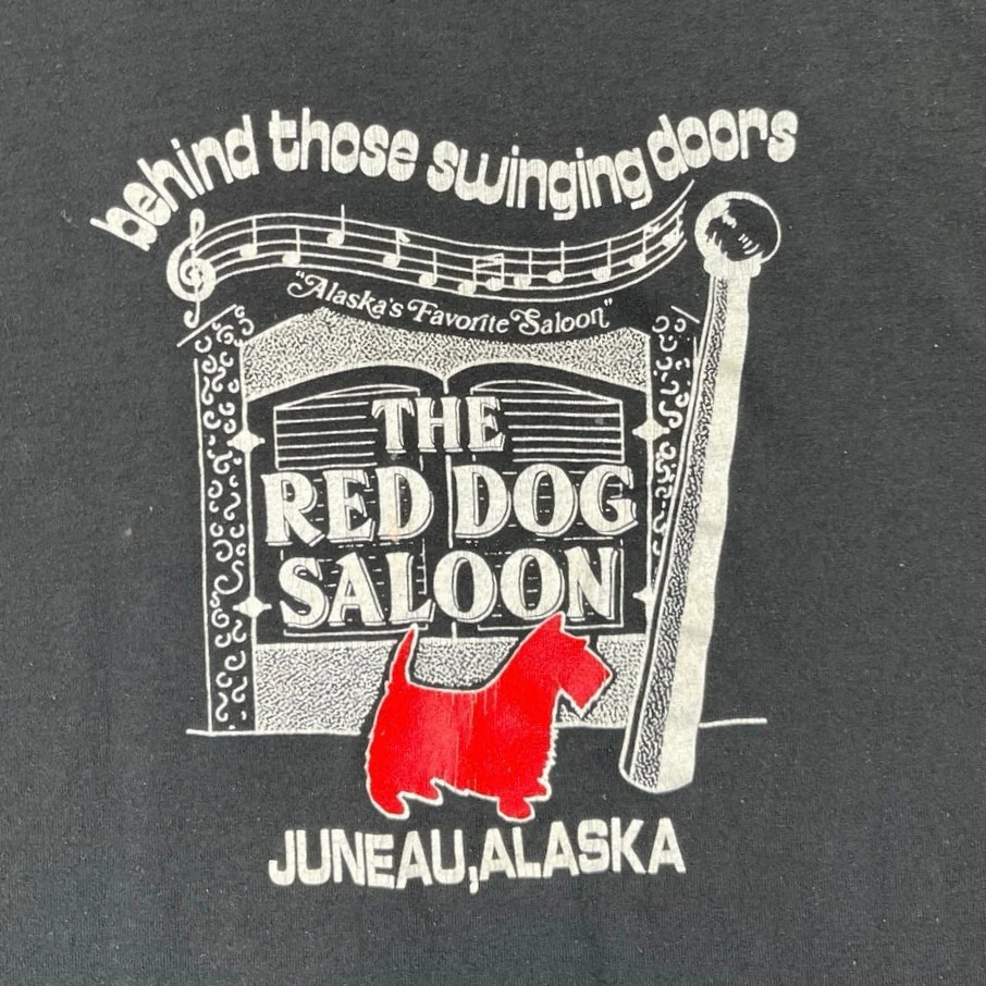 Vintage Jerzees Men's Black The Red Dog Saloon Juneau Alaska Tee T-Shirt Top L - Image 3