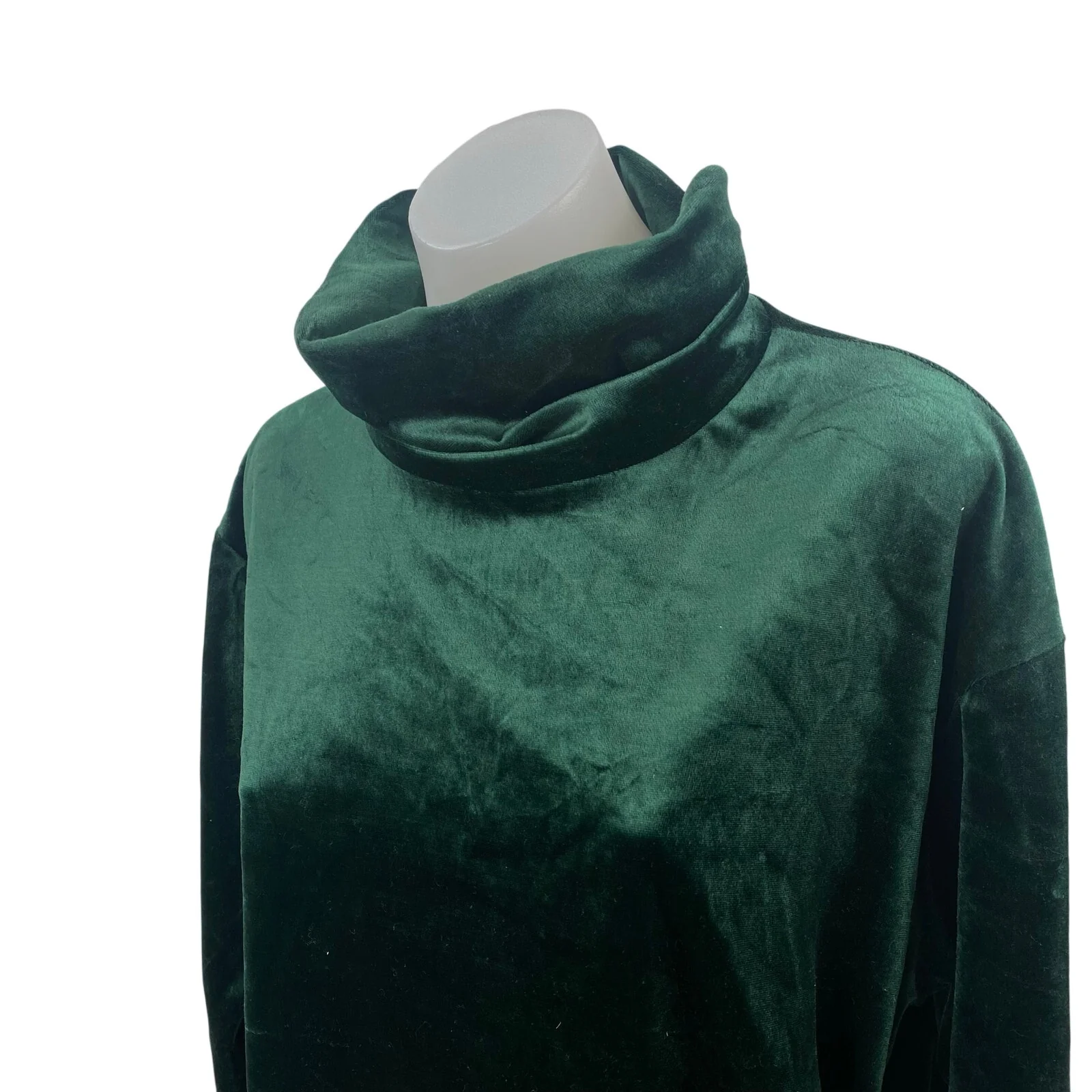 Vintage Laura Tyler Green Velvet Velour Turtleneck Long Sleeve Sweater Top Sz M - Image 3