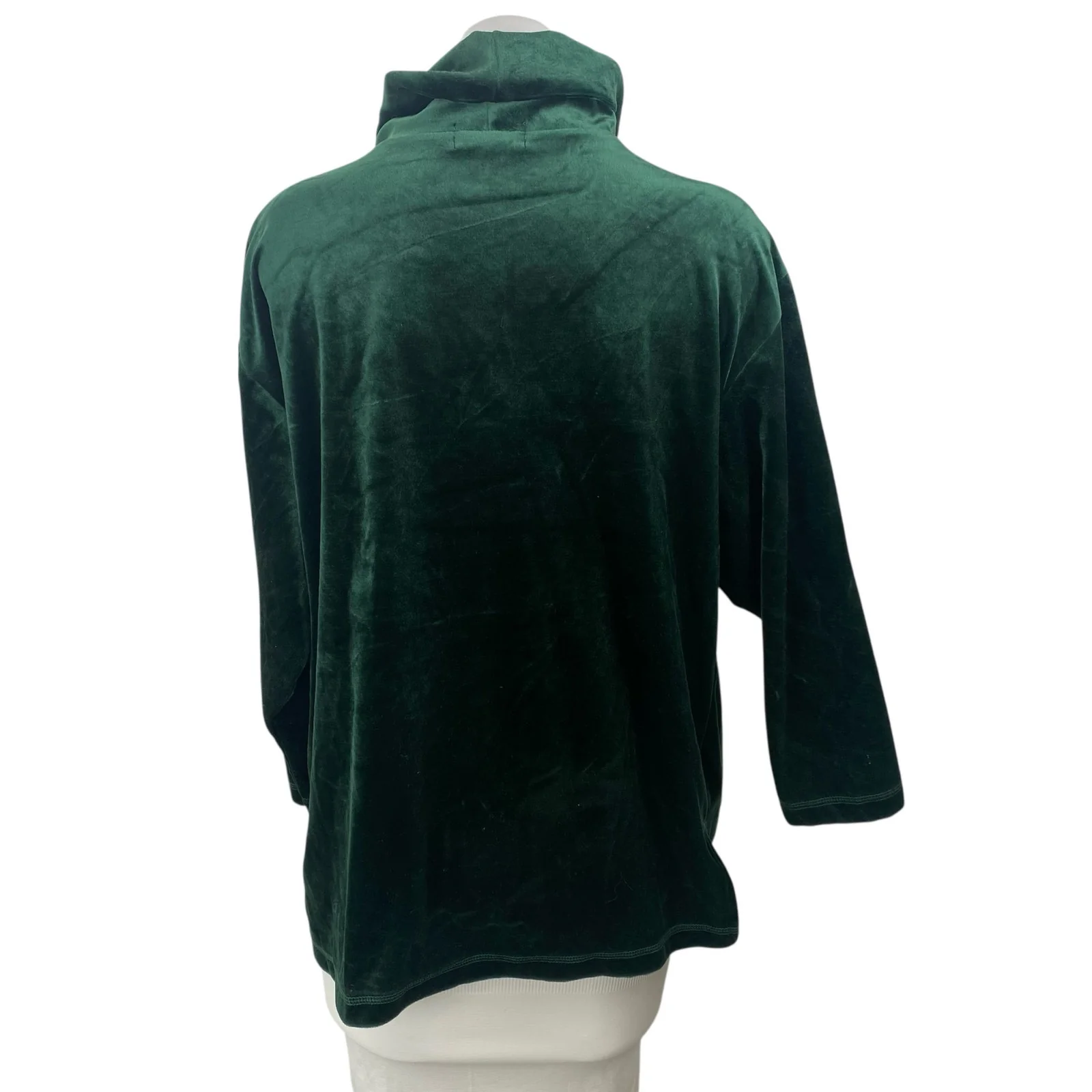 Vintage Laura Tyler Green Velvet Velour Turtleneck Long Sleeve Sweater Top Sz M - Image 4