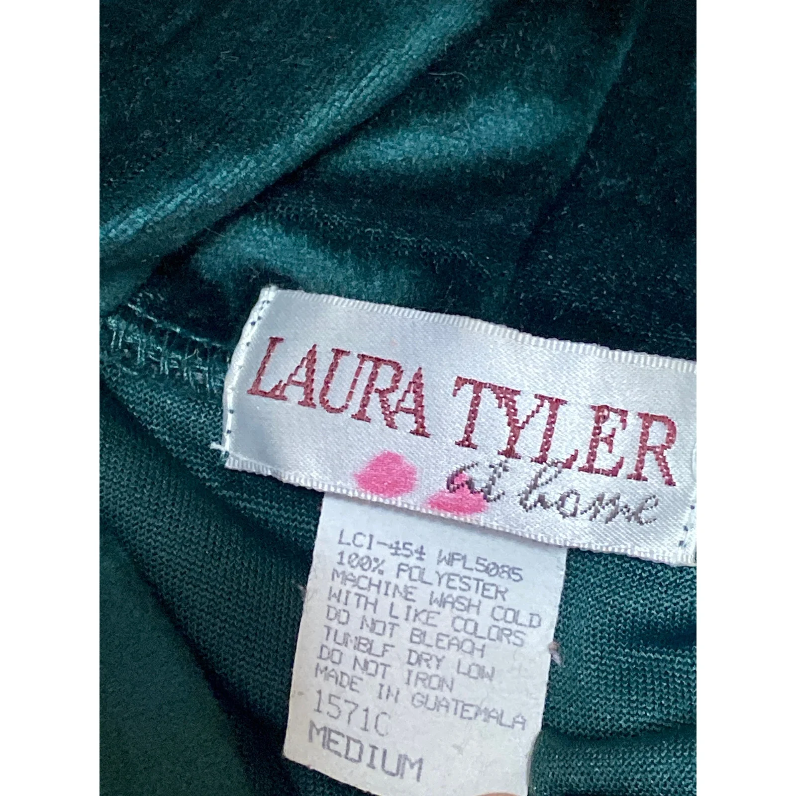 Vintage Laura Tyler Green Velvet Velour Turtleneck Long Sleeve Sweater Top Sz M - Image 5
