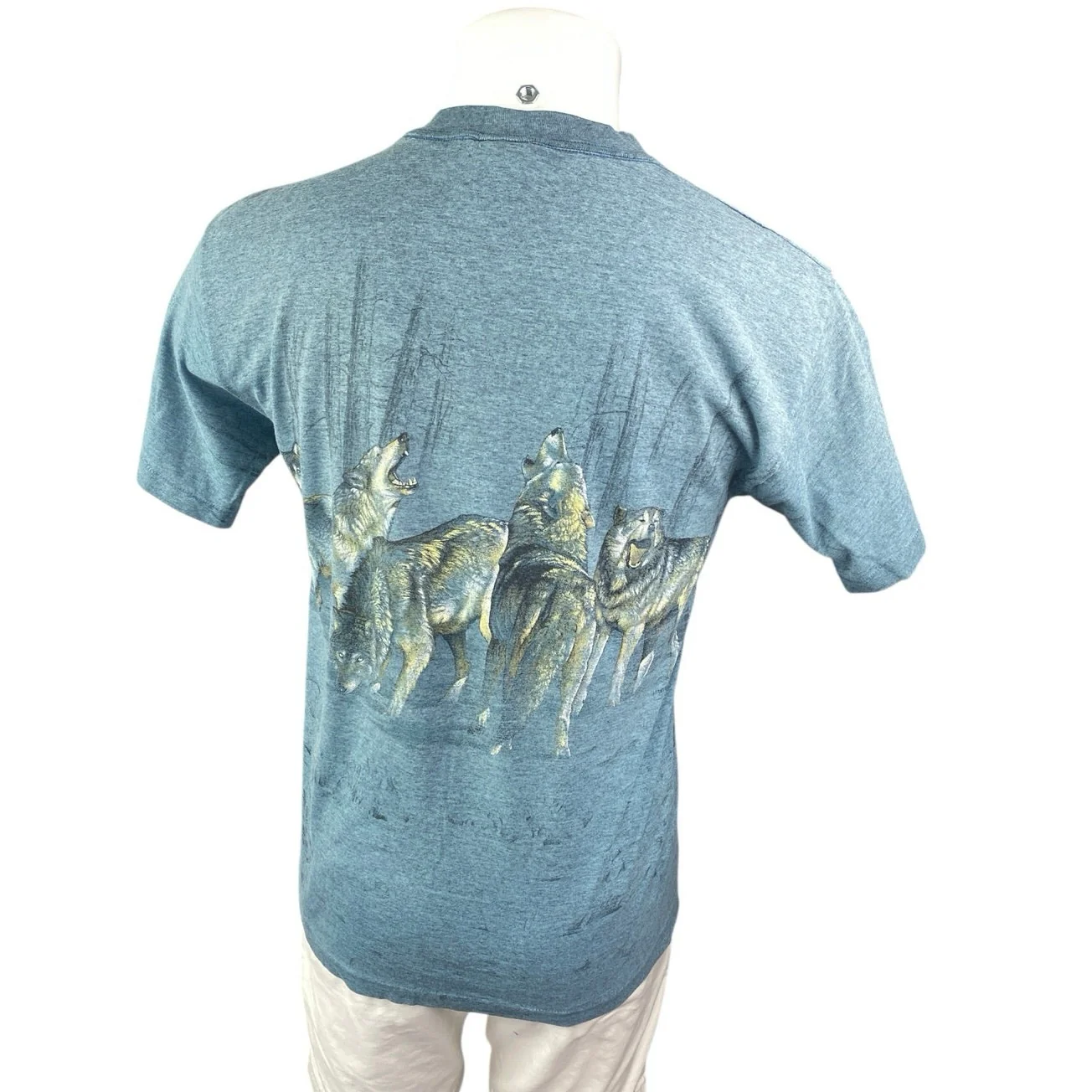 Vintage Signal Sports Men's Blue Wolf Graphic Short Sleeve T Shirt Tee Top Sz S - Image 2