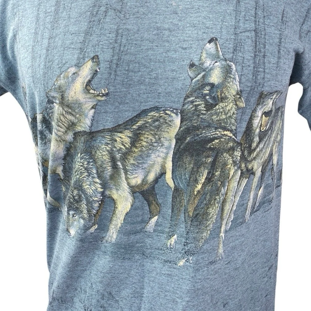 Vintage Signal Sports Men's Blue Wolf Graphic Short Sleeve T Shirt Tee Top Sz S - Image 3