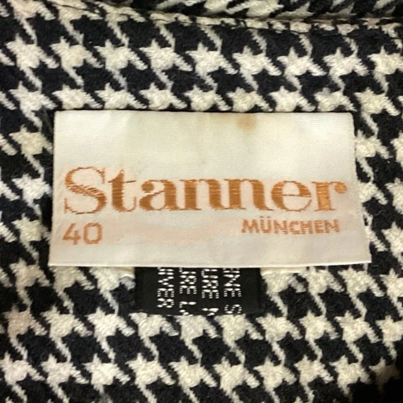 Vintage Stunner Black White Houndstooth Asymmetric Button Up Career Blazer Sz 40 - Image 5
