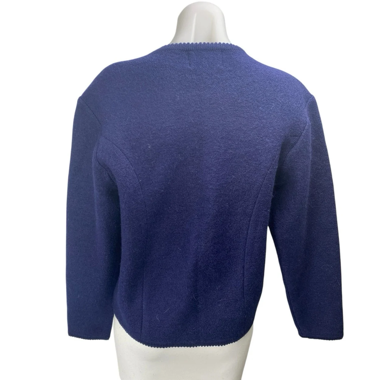 Vintage Tally-Ho Blue Wool Long Sleeve Gold Button Blazer Cardigan Sweater M - Image 2