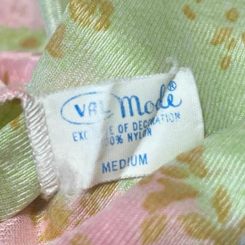 Vintage Val Mode Green Floral Grass Sleeveless Plunging A Line Maxi Dress Sz M - Image 3