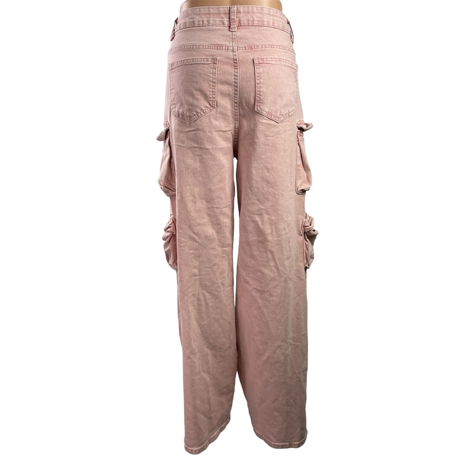 VIP Jeans Women's Pink High Rise Cargo Straight Baggy Wide Leg Denim Size 15/32 - Image 3