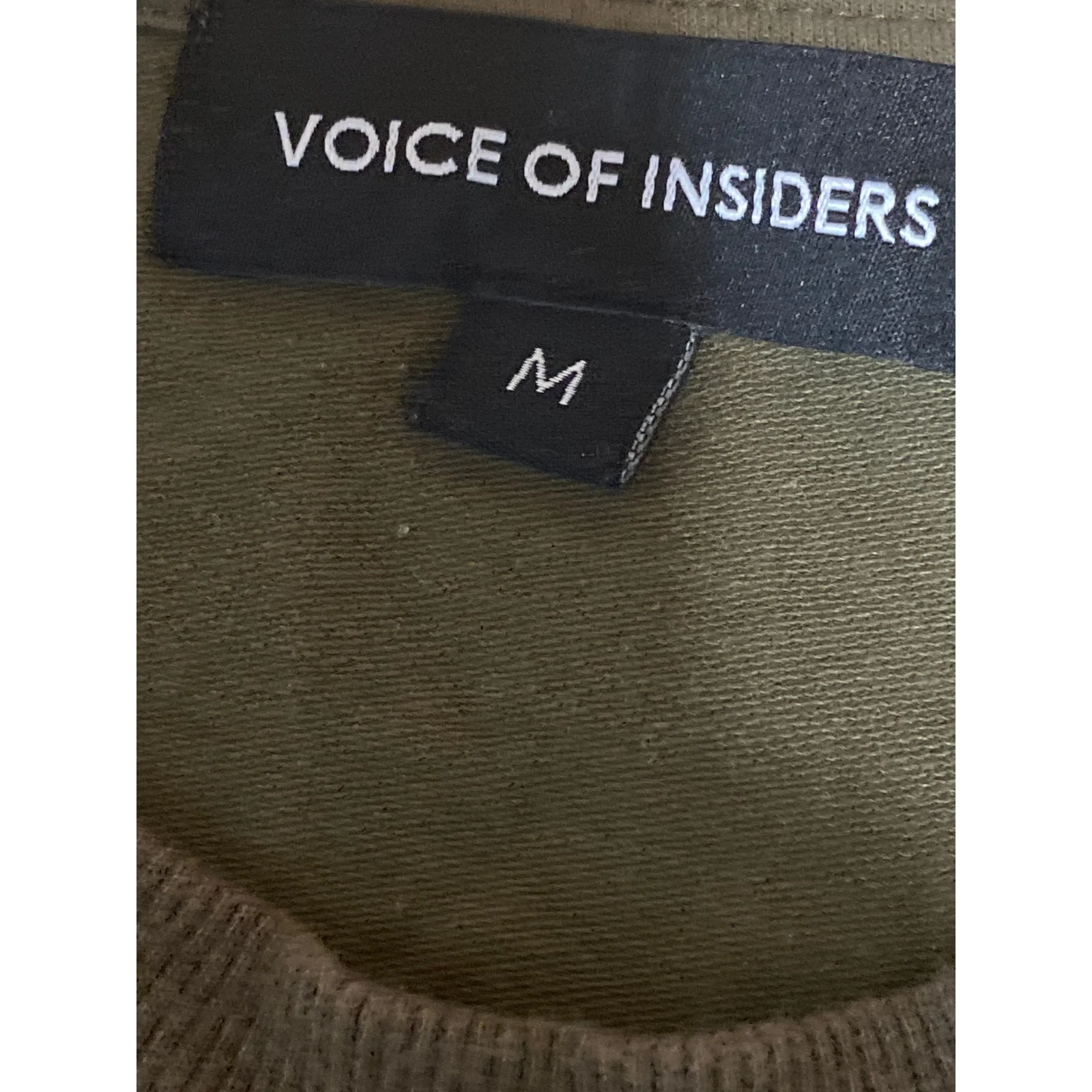 Voice of Insiders Army Green Crewneck Short Sleeve Graphic Tee T-shirt Top Sz M - Image 3