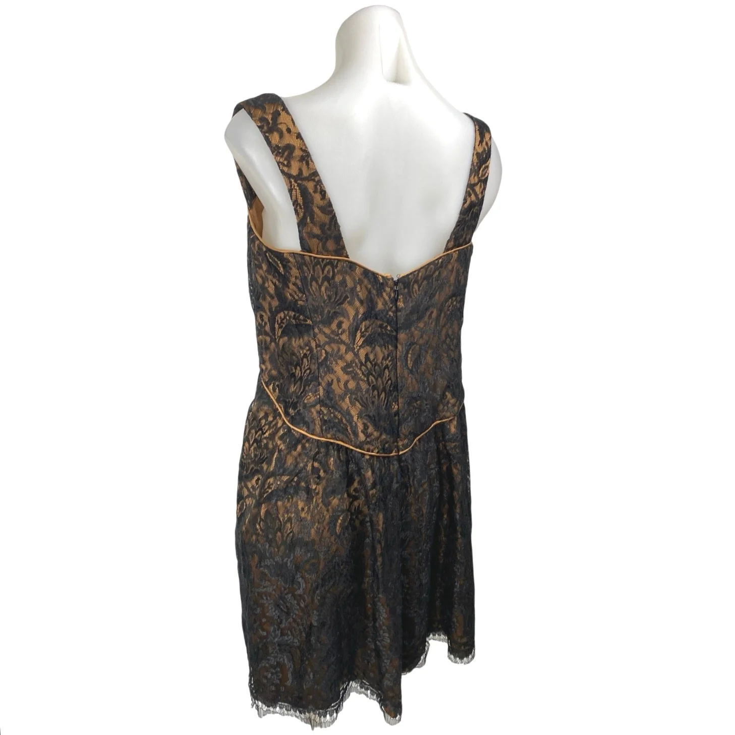 VTG Christopher Hunte 100% Silk Black Floral Lace Sleeveless Mini Sheath Dress M - Image 2