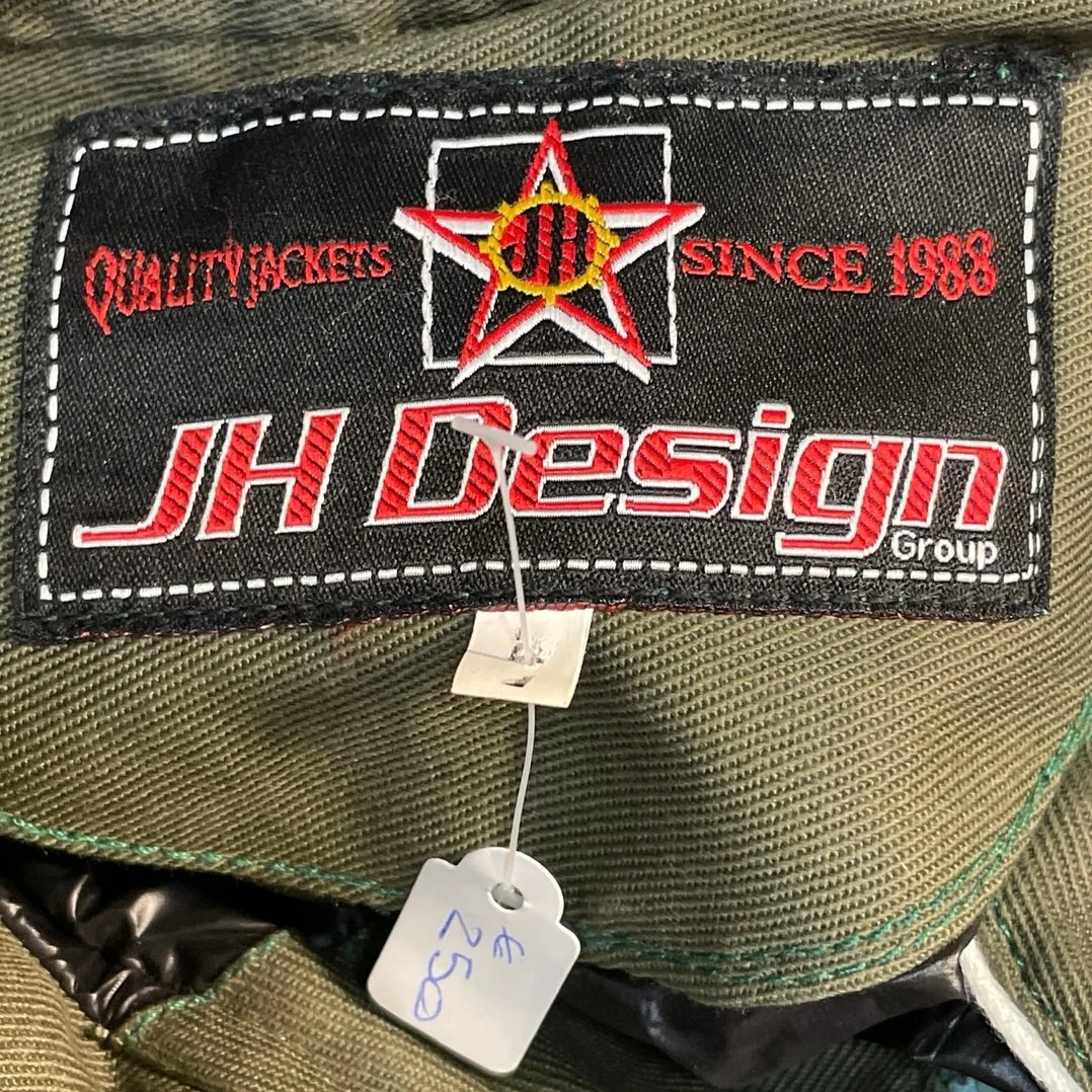 VTG JH Design NASCAR Kellogg's Honey Smacks Gray Green Racing Bomber Jacket Sz L - Image 4