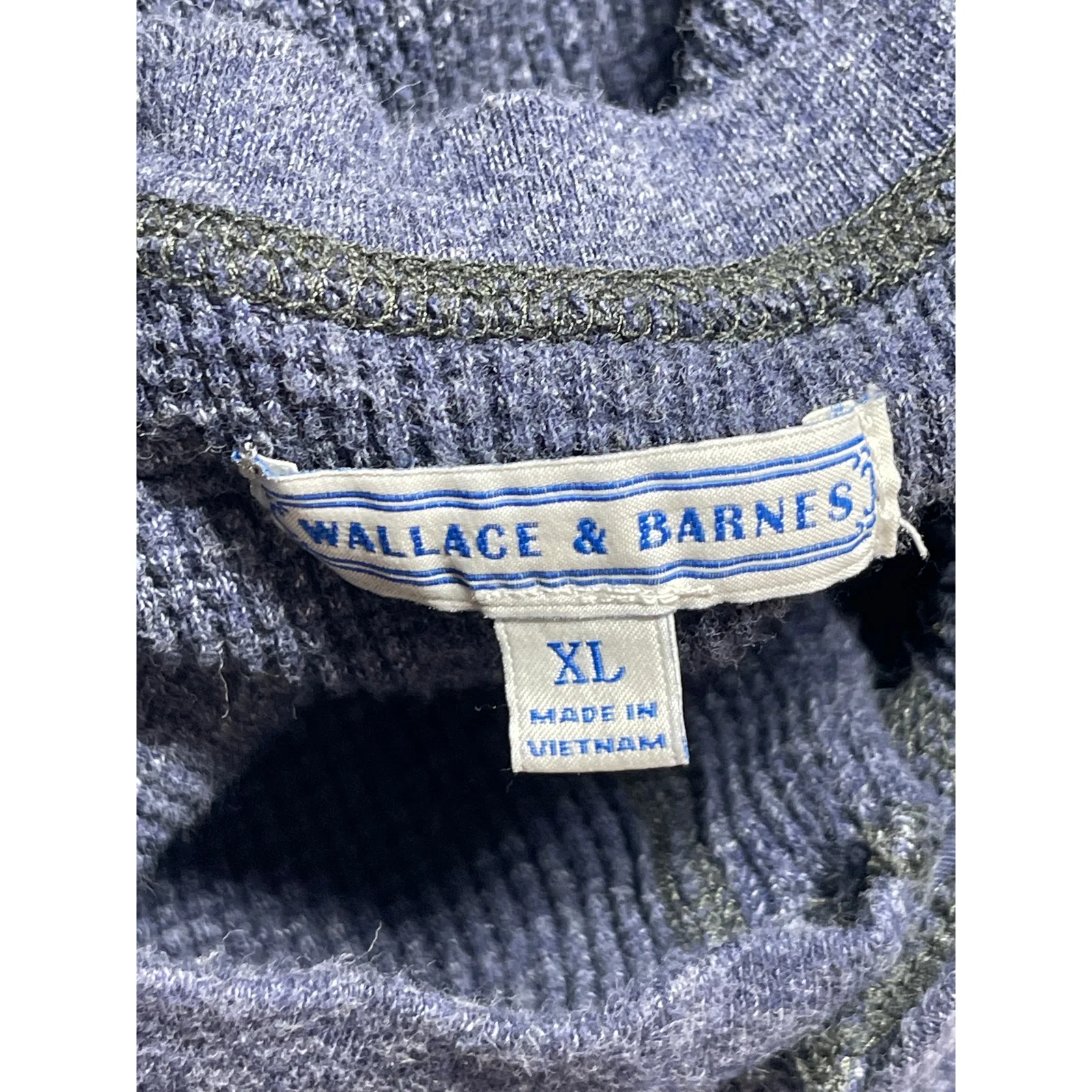 Wallace & Barnes Mens Blue Waffle Knit Long Sleeve Thermal Henley T Shirt Top XL - Image 3