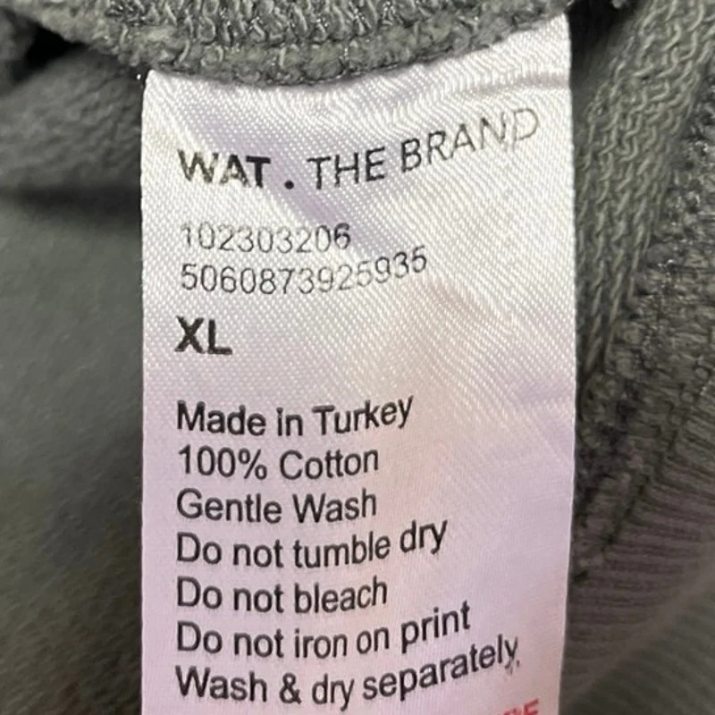 Wat The Brand Gray Cotton Long Sleeve Hooded Hoodie Sweatshirt Sweater Top Sz XL - Image 4