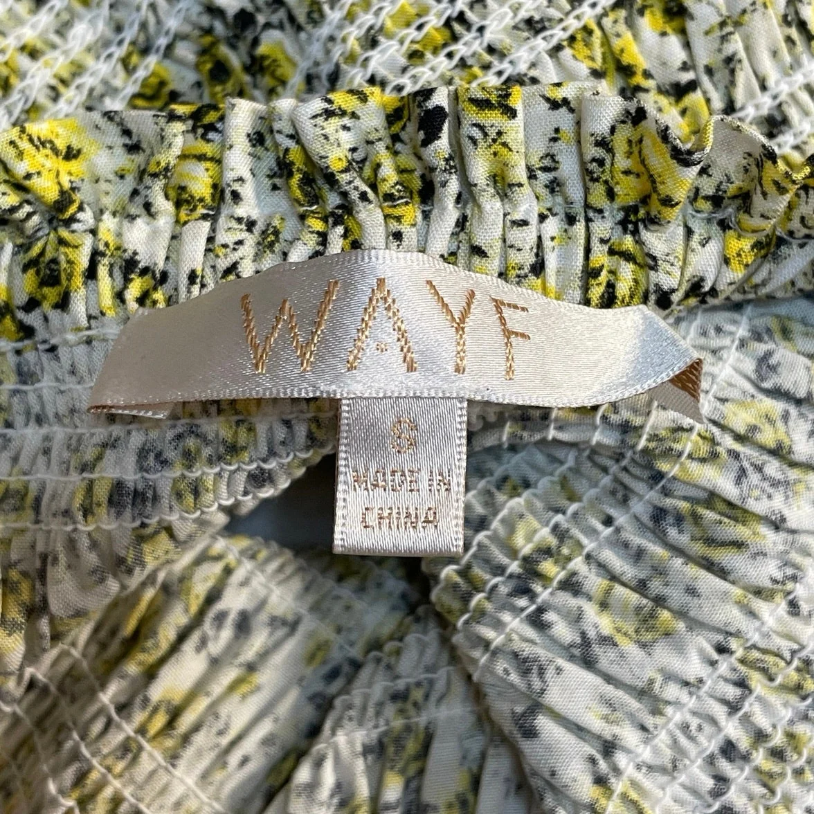 WAYF Nevaeh Yellow Ditsy Floral Smocked Long Sleeve Midi Flare A-Line Dress Sz S - Image 5