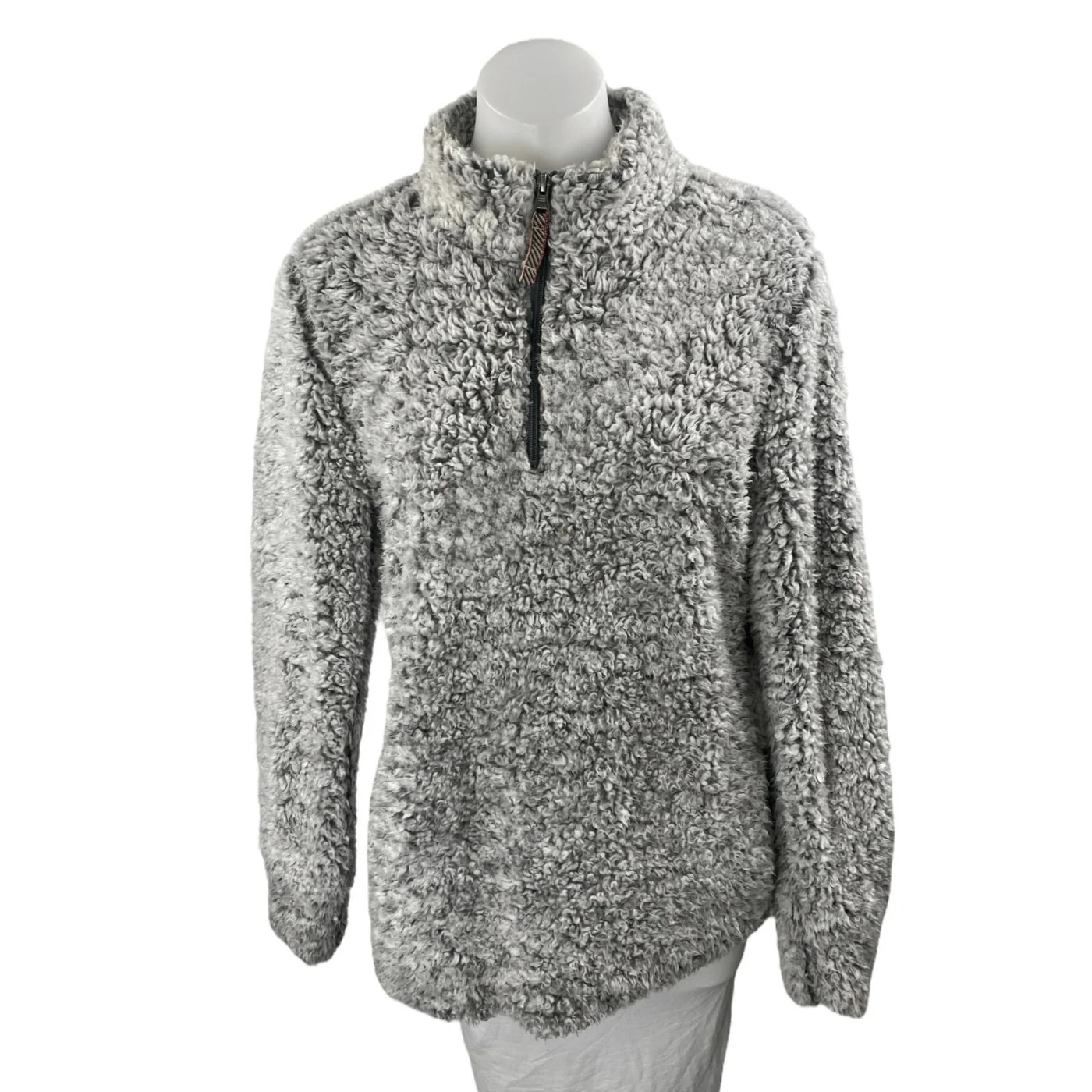 Weatherproof Vintage Women's Gray Quarter Zip Teddy Long Sleeve Sweater Top M