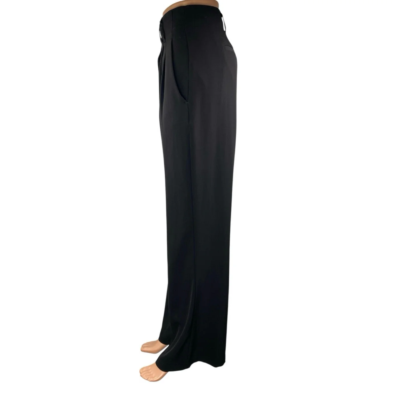 Weekend Women's Black Pleated Hign Waisted Wide Leg Trousers Dress Pants Size L - Image 2