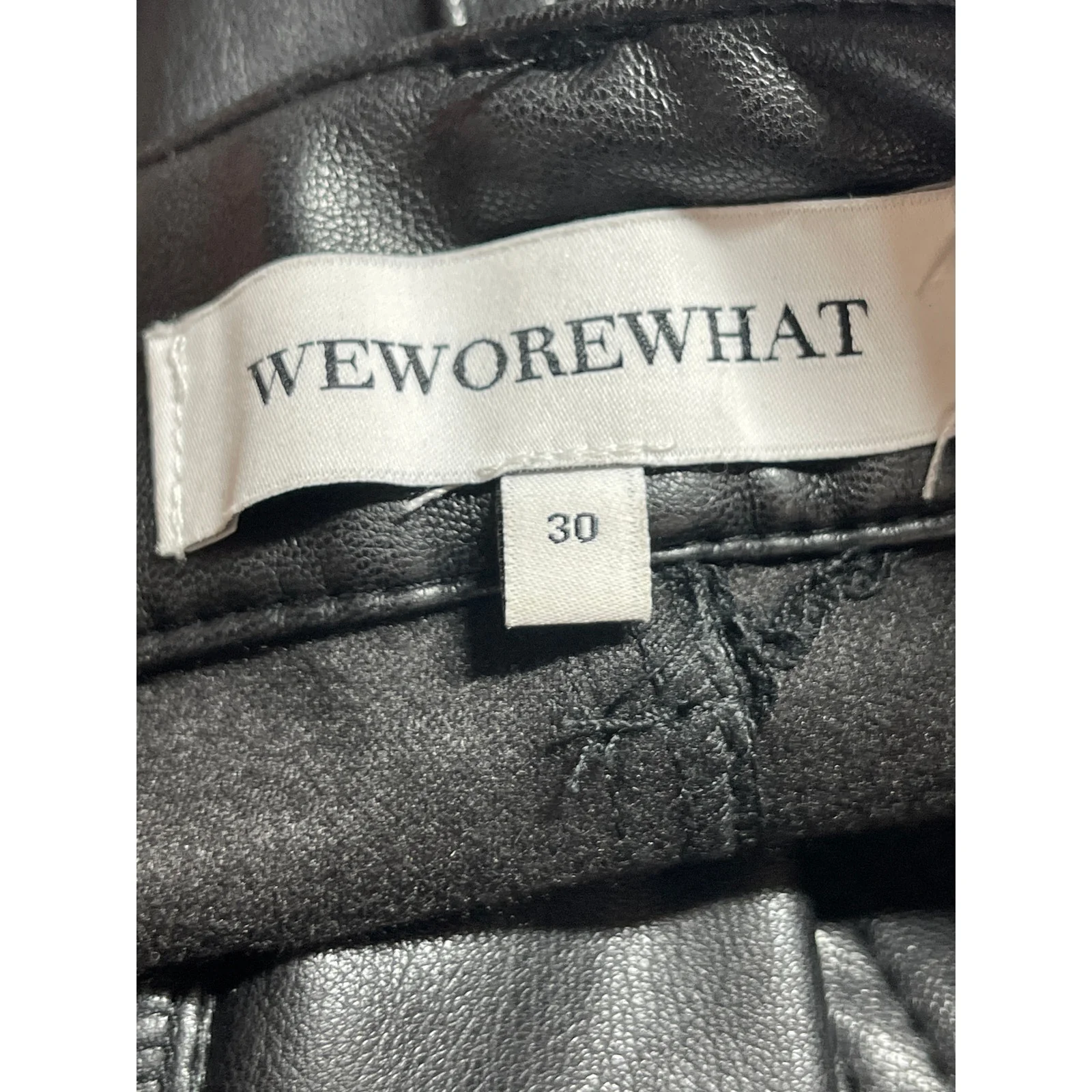 WeWoreWhat Black Faux Vegan Leather High Rise Wide Leg Flare A-Line Shorts Sz 30 - Image 3