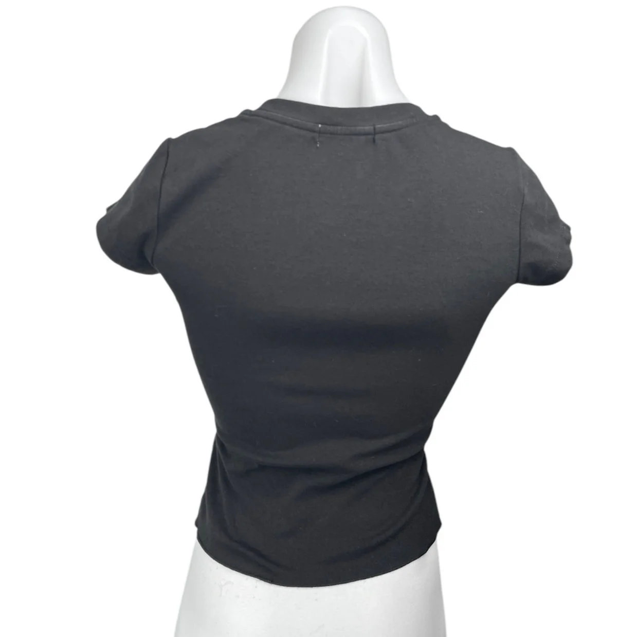 WeWoreWhat Black Short Sleeve Scoop Neck Stretch Cropped T Shirt Tee Top Size M - Image 2