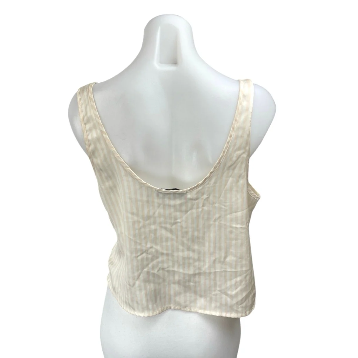 WeWoreWhat Cream Floral Striped Sleeveless Cami Camisole Crop Tank Top Size M - Image 2